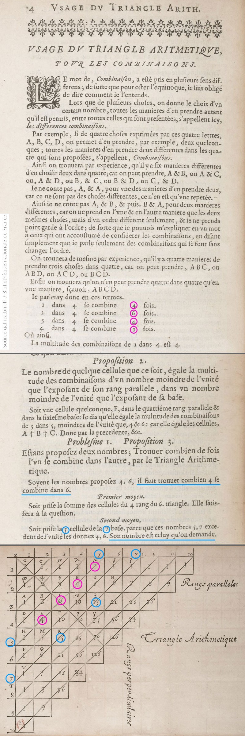 Image article, Quelques extraits du traité d'arithmétique publié en 1665, pages 22, 26 et 6