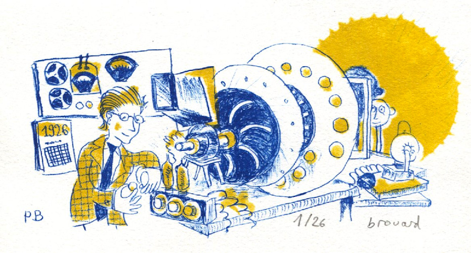 Image article, Petite kitchen lithographie en 26 exemplaires pour illustrer l'invention de la télévision par John