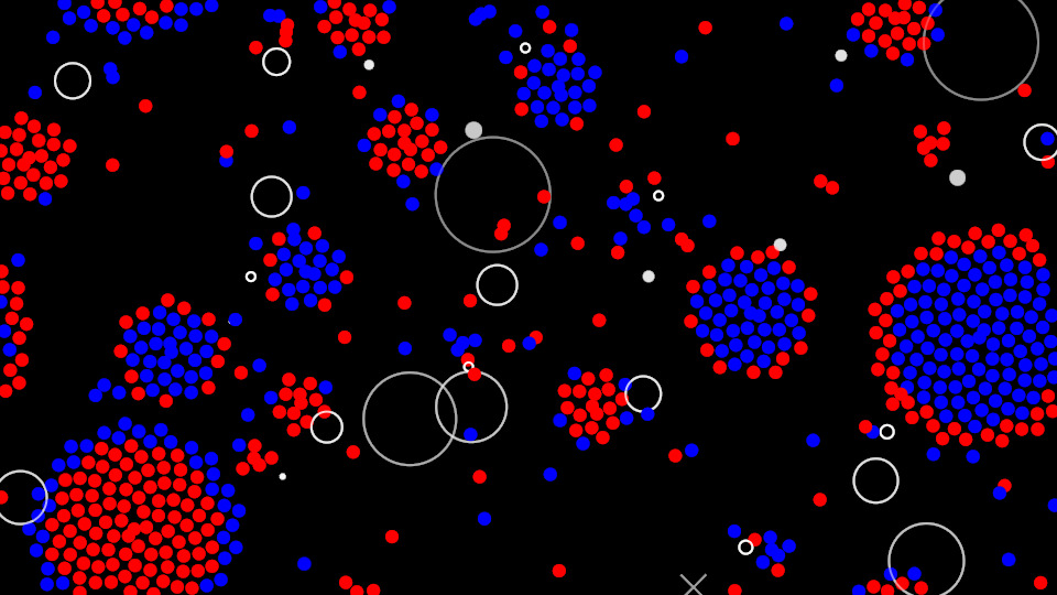 Image article, Capture du processus Édilab pendant une expérience à deux couleurs, avec environ 1/3 de diversit�