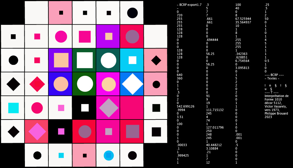 Image article, Tentative de reproduction de Formes 1010 Décor 5112, en utilisant le jeu de variables associé dans